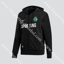 Carregar imagem no visualizador da galeria, FATO TREINO CASACO PRETO/BRANCO SPORTING CP 25/26