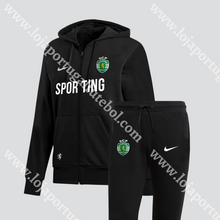 Carregar imagem no visualizador da galeria, FATO TREINO CASACO PRETO/BRANCO SPORTING CP 25/26