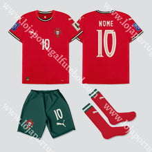 Carregar imagem no visualizador da galeria, Kit Criança Principal Seleção Portugal Puma 2025 Camisola Futebol