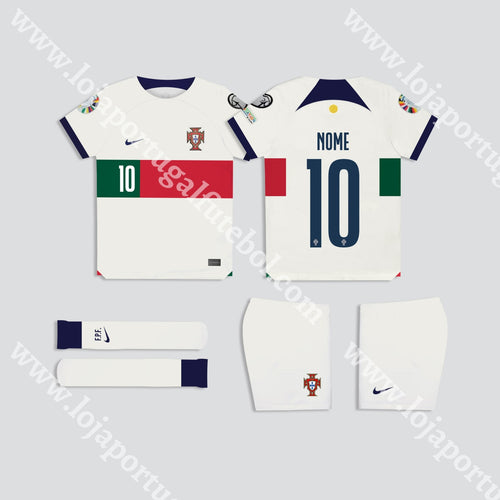 Kit Criança Alternativo Portugal Mundial 2022 Camisola Futebol