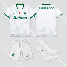 Carregar imagem no visualizador da galeria, NOVO KIT CRIANÇA ALTERNATIVO BRANCO SPORTING CP 25/26
