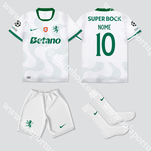 NOVO KIT CRIANÇA ALTERNATIVO BRANCO SPORTING CP 25/26